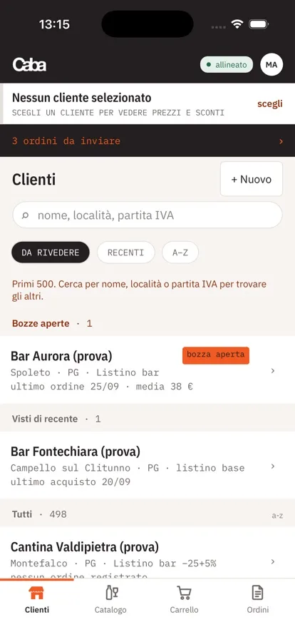 App CABA: elenco clienti